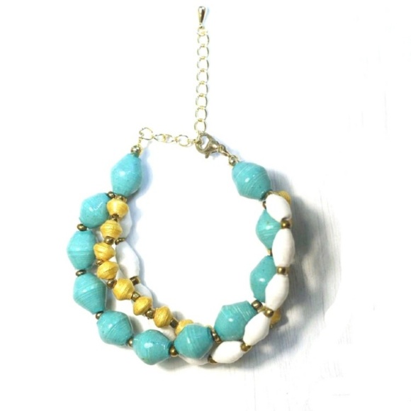 NWT Rose Paper Bead Bracelet - Picture 3 of 3